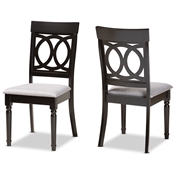 Baxton Studio Lucie Modern and Contemporary Grey Fabric Upholstered and Espresso Brown Finished Wood 2-Piece Dining Chair Set